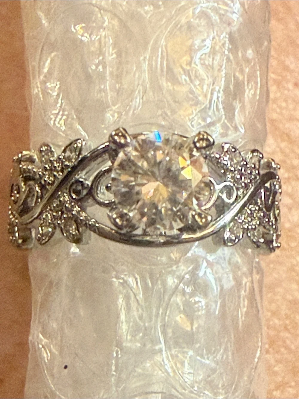 GRA CERTIFIED MOISSANITE DIAMOND 1CT silver baked Filigree Engagement Ring